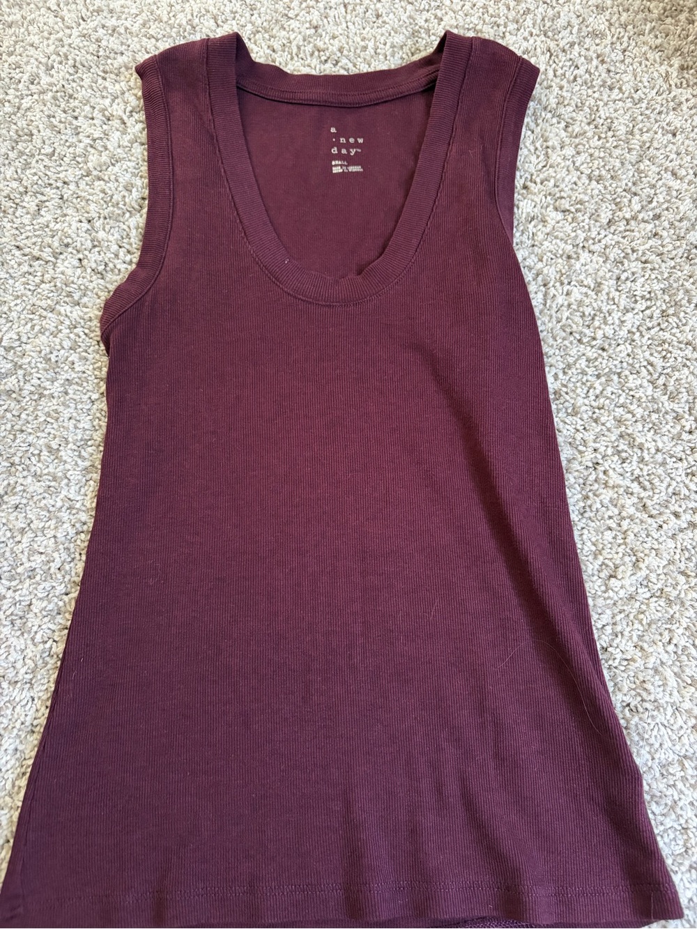 a new day Ribbed Scoop Neck Tank Top - Burgundy - Picture 1 of 3